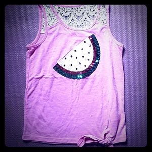 Justice watermelon sequin, fuchsia tank